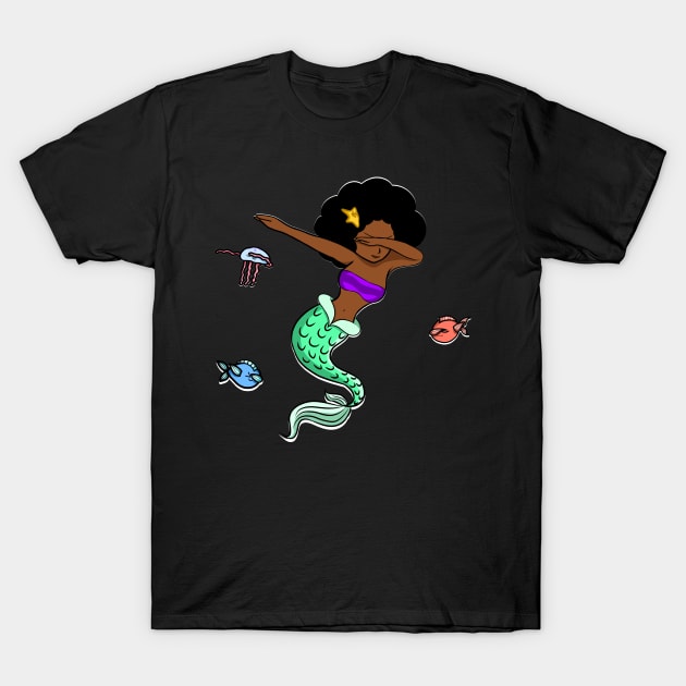 Afro Girl, Mermaid, Funny Dab Dance, Dancing Fishes T-Shirt by dukito